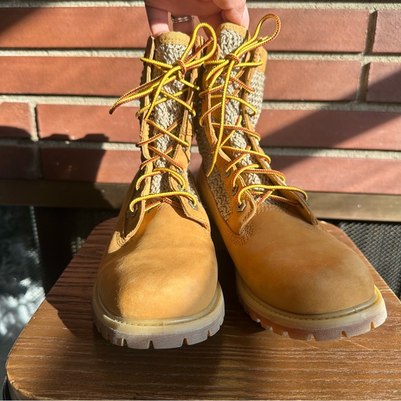 Timberland Women’s Open Weave Wheat Combat Boots Size: 8 - Picture 5 of 10